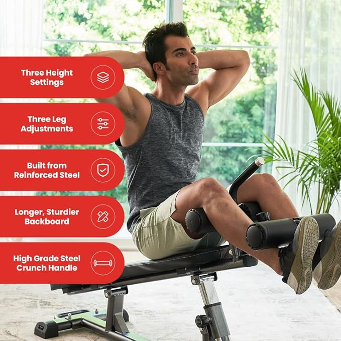 Finer Form Semi-Commercial Decline Sit Up and Flat Weight Bench. Adjustable Fitness Equipment and Exercise Bench for Abs, Crunches, and Strength Training. Great Workout Equipment for the Home Gym.