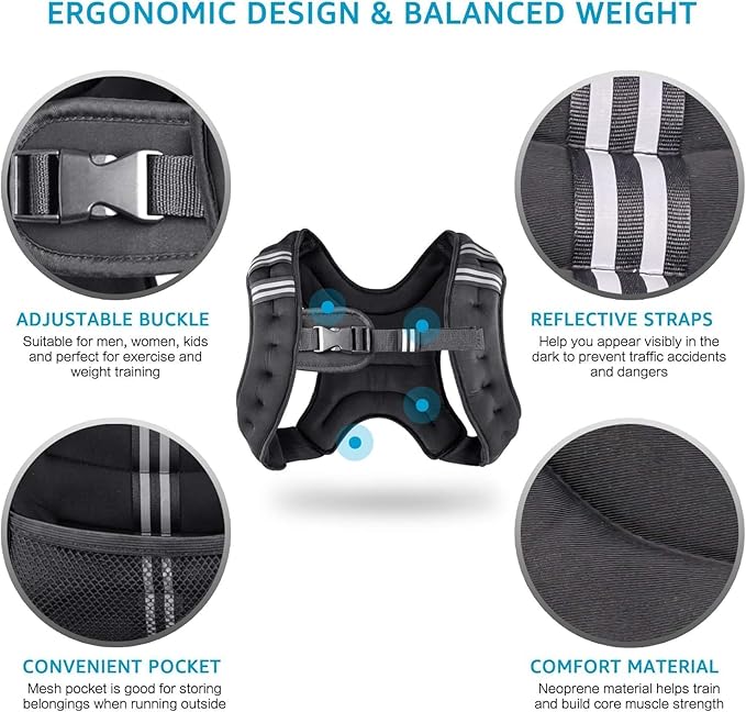 Henkelion Weighted Vest Weight Vest for Men Women Kids Weights Included, Body Weight Vests Adjustable for Running, Training Workout, Jogging, Walking