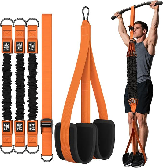 WHATAFIT Pull Up Assistance Bands, Resistance Bands for Pull Up Bar Working Out with Feet Straps ，Adjustable Heavy Duty Pull Up Assist Equipment, Home Gym Fitness Exercise Strength Muscle Training