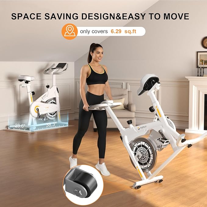 Exercise Bikes for Home,Indoor Cycling Bike with Adjustable Magnetic,Brake Pad Resistance Silent Belt Drive,330lbs Weight Capacity &Upgraded Version Seat for Home Cardio&Weight Loss