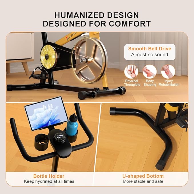 Exercise Bikes for Home,Indoor Cycling Bike with Adjustable Magnetic,Brake Pad Resistance Silent Belt Drive,330lbs Weight Capacity &Upgraded Version Seat for Home Cardio&Weight Loss