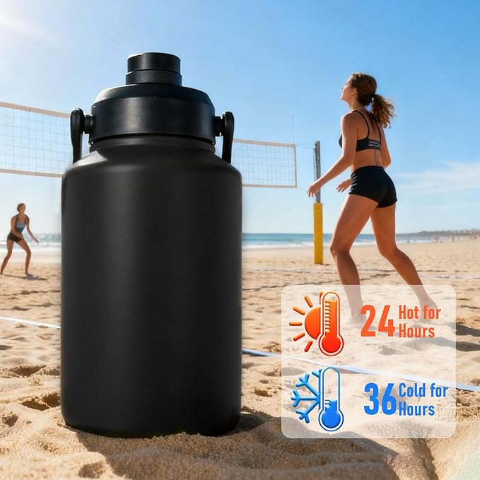 PARACITY 128Oz Gallon Water Bottle, Water Jug With Handle, Large Water Bottle Keeps Hot and Cold, Insulated Water Jug for Sports, Office, Trip or Camping