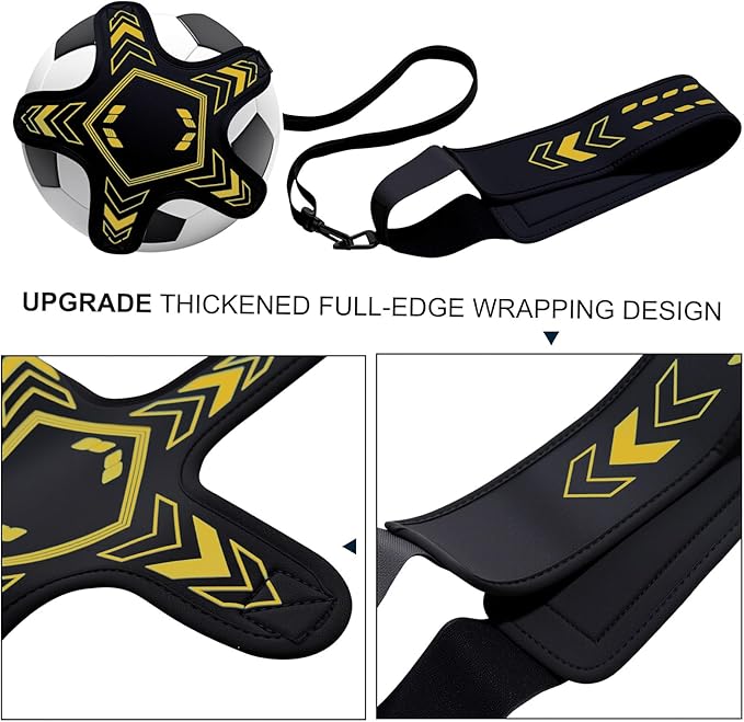 Soccer Training Equipment Football Kick Solo Trainer Adjustable Waist Belt Elastic Rope, Aids Hands Free Throw Sole Practice Fits Ball 3, 4, 5 and Volleyball Rugby (Yellow)