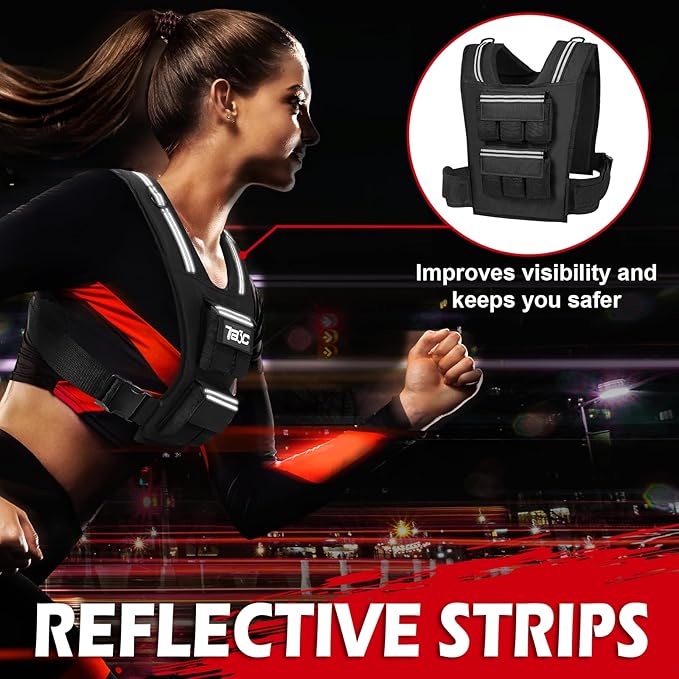 Adjustable Weighted Vest Men and Women 19lbs/ 30lbs/ 40lbs Weights with Reflective Stripe, Weight Vest Woman Workout Vest for Strength Training,Running & Walking