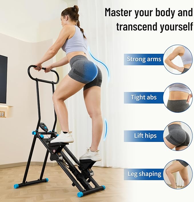 HXD-ERGO Stair Stepper for Home, New Version 6 Adjustable Resistance Vertical Climber Cardio Exercise Machine, Folding Stair Climber for Full Body Workout with Adjustable Handlebar for Women & Men