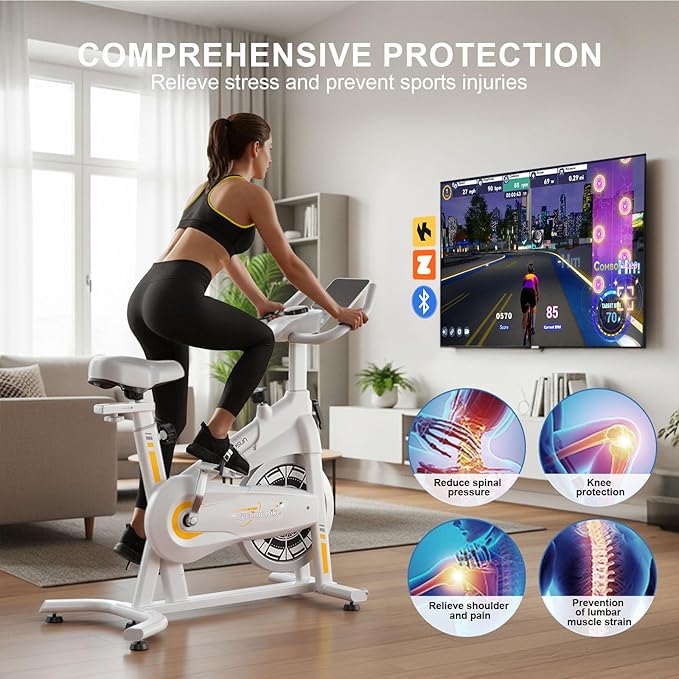 Exercise Bikes for Home,Indoor Cycling Bike with Adjustable Magnetic,Brake Pad Resistance Silent Belt Drive,330lbs Weight Capacity &Upgraded Version Seat for Home Cardio&Weight Loss