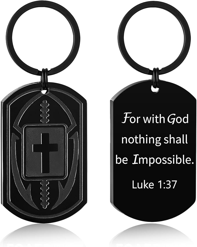 Stocking Stuffers- Football/Baseball/Soccer/Basketball Keychain for Men Baptism Confirmation Mens Gifts