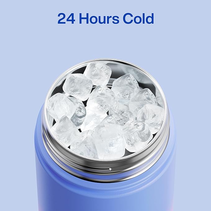 ENCOOL Insulated Water Bottle with Straw Stainless Steel Water Bottle, Leak-Proof, BPA-Free, Double Wall Vacuum Keeps Cold for 24 Hours for Sports, Travel, School (26 oz, Frosted Lilac)