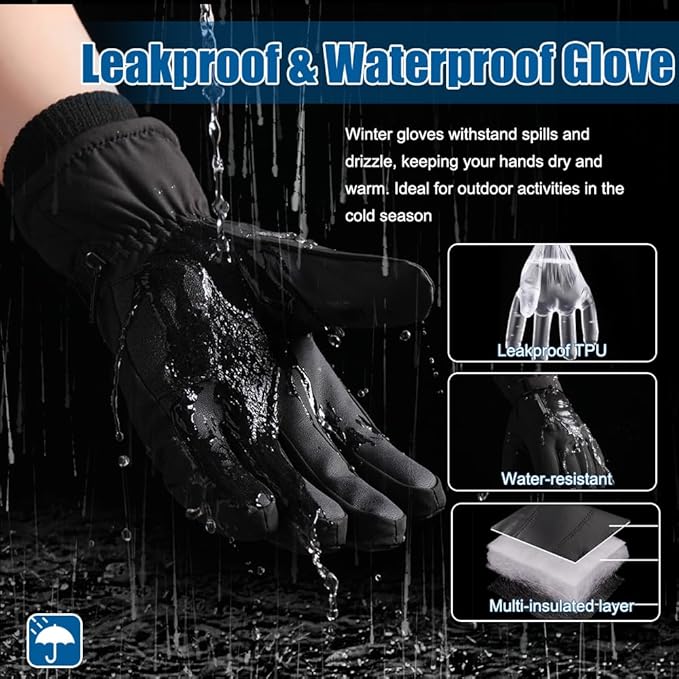 Winter Gloves for Men Women -30℉ Cold Weather Gloves Warm Waterproof Gloves Skiing Snow Glove Thermal Gloves