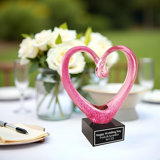 Hand-Blown Art Glass Award – Custom Engraved Elegant Award for Corporate, Sports Retirement Volunteer Recognition Leadership Personal Milestones Employee Gifts