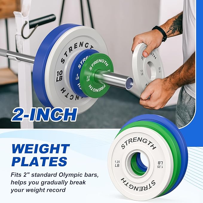 XDDIAS 2-Inch Bumper Plates, Barbell Rubber Olympic Weight Plates Set for Home Gym Strength Training, 20-260lbs, Multiple Options