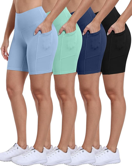 ATHVOTAR Biker Shorts Women with Pockets - 3"/5"/8" High Waisted Workout Spandex Tummy Control Gym Running Yoga Shorts