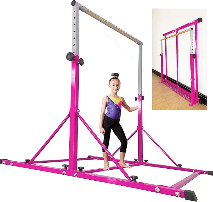 Marfula Gymnastic Bar For Kid and Teenage of 3-25, 5Ft/8 FT Base Length 4Ft Width 5Ft Adjust Height, Gymnastic Kip Bar For Gymnast, Gymnastic Training Equipment For Professional Training Home Club Use