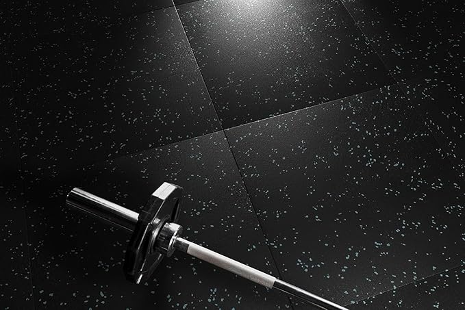 Genaflex Pro Heavy Duty Thick Rubber Gym Floor Tiles High Density Shock Absorbent Laminated Deadlift Mats - 1" Thick X 20" W X 20" L - 2.7 Sq. Ft. (Grey/Black, 12 Tiles - 32 Sq. Ft.)