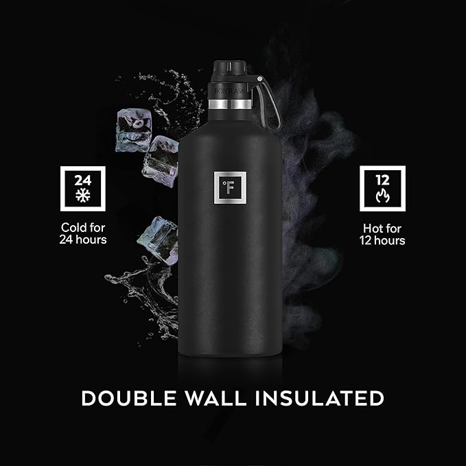 IRON °FLASK Camping & Hiking Hydration Flask with Spout, BPA-Free Insulated Stainless Steel Sports Water Bottle - 64 oz Blue Waves