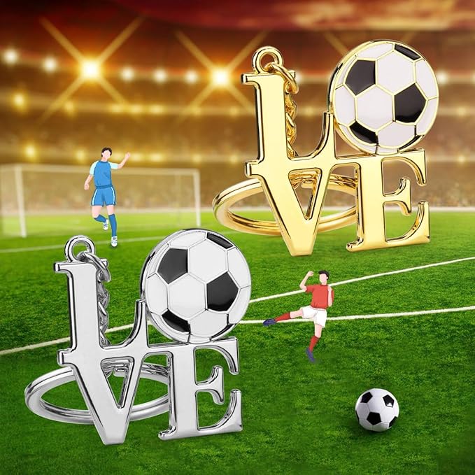 Soccer Keychain, I Love Football Key Chain, Soccer Keychains for Boys Soccer Lovers Fans, Soccer Coach Gifts