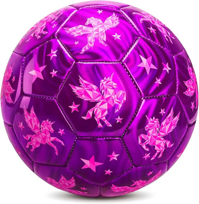 Soccer Ball Size 4 Size 3 Size 2 with Pump Deflated - Glitter Unicorn Dinosaur Toys for Toddler Kids - Sports & Outdoors Games - Christmas Stocking Stuffers Birthday Gifts for Boys Girls 1-3 3-8 8-12