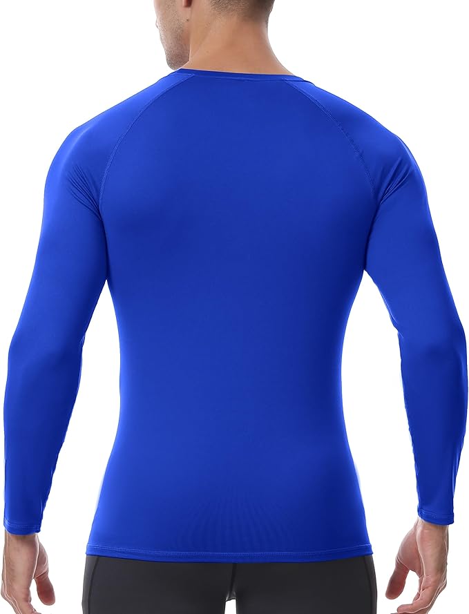 Men's Long Sleeve Compression Shirt, Quick Dry Athletic Base Layer Top, Skins Fit Football Running Workout Undershirt