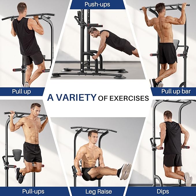 BangTong&Li Power Tower, Pull Up Bar Dip Station/Stand for Home Gym Strength Training Workout Equipment