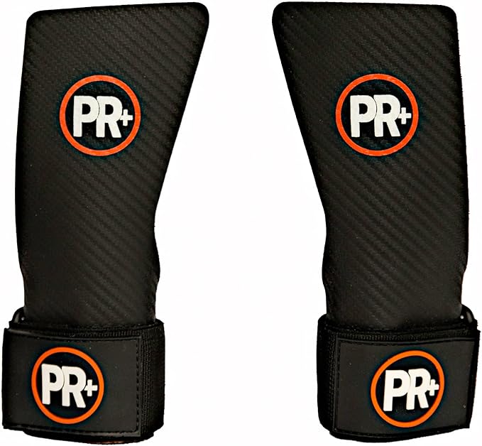 Set of PR+ Gymnastics Hand Grips + 18" Lifting Wrist Wraps for Pull Ups, Weightlifting, WODs & Cross Training – No Hole, Chalk-Free Gloves, Triple Layer Hand Protection & Wrist Support - Great Gift