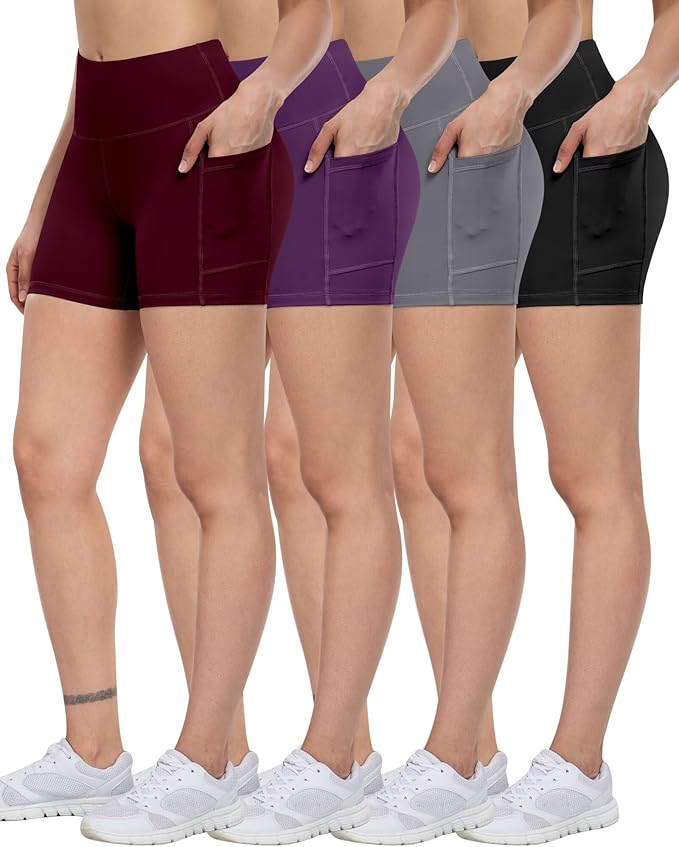 ATHVOTAR Biker Shorts Women with Pockets - 3"/5"/8" High Waisted Workout Spandex Tummy Control Gym Running Yoga Shorts