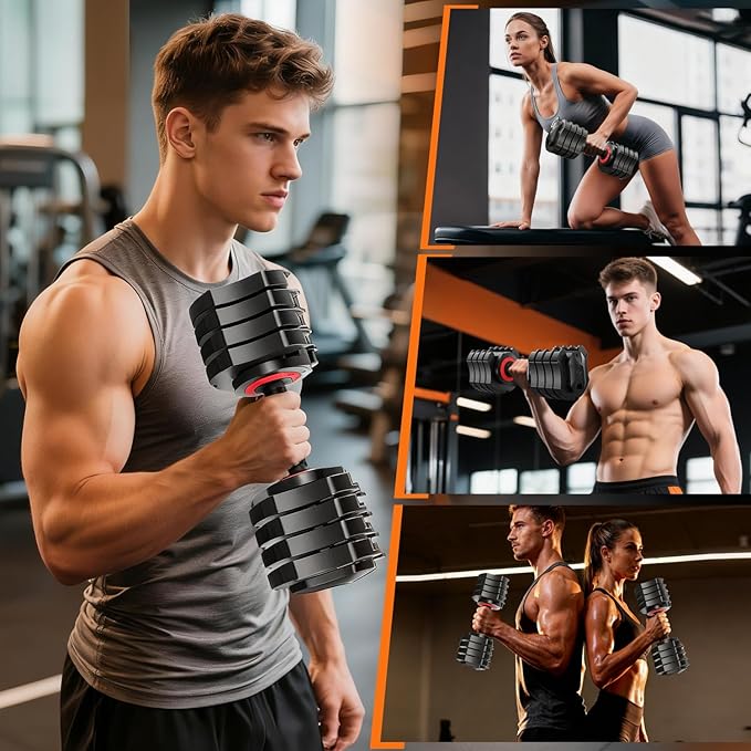 Adjustable Dumbbell Set 22.5LB, Anti-Slip Handle, 5 Level Gym Dumbbell Set with Free Weights Change, Secure Lock Slots, Home Strength Training Equipment for Men and Women