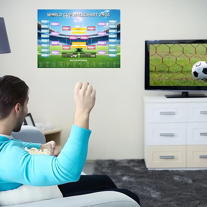 YOFANUP World Cup Schedule 2026 Poster, 2 Pcs Match Schedule, World Cup Merchandise 2026, Soccer Party Decorations, Office Home Football Poster, 23.6x33 inches, Great Gifts for Soccer Fans (A1)