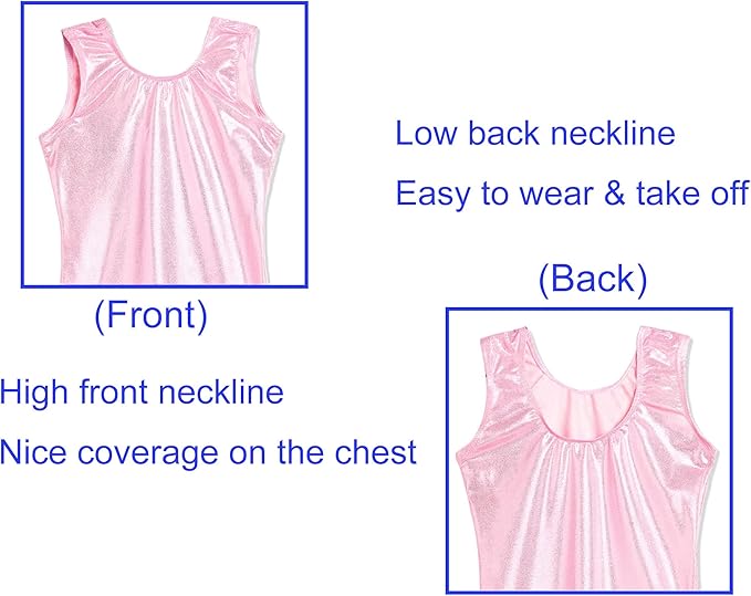 Domusgo Gymnastics Leotards for Girls Sparkly One-Piece Pro Kids Unitard Biketards with Shorts
