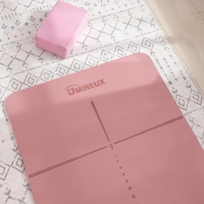 UMINEUX Yoga Mat Extra Thick 1/3'' & 2/5" Non Slip Yoga Mats for Women Eco Friendly TPE Fitness Exercise Mat with Carrying Sling & Storage Bag
