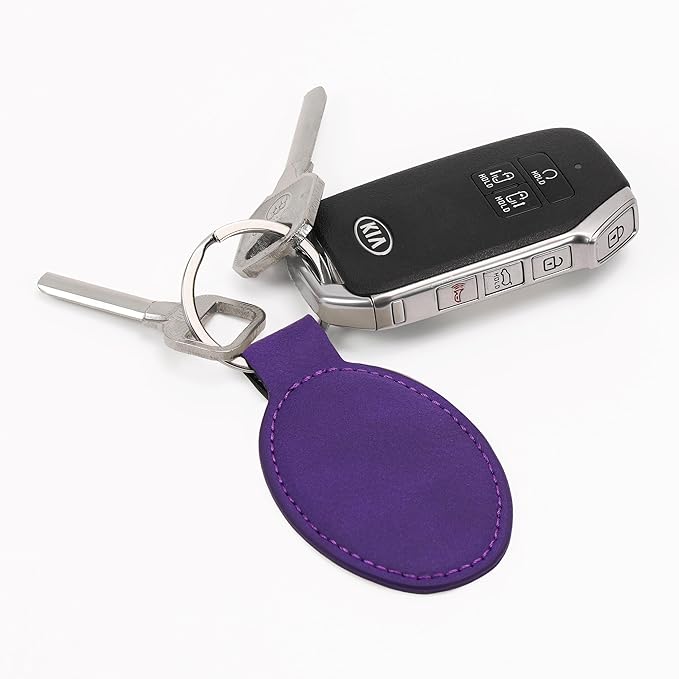 LaserGram Oval Keychain, Baseball Ball, Personalized Engraving Included (Dark Purple)
