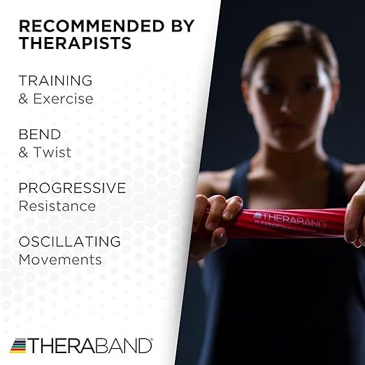 THERABAND FlexBar, Red, Light Level, Therapy Bar, Hand & Wrist Strength, Tennis & Golfer’s Elbow, Tendonitis, Rehab Tool for Grip Training and Pain Relief, Retail Packaging