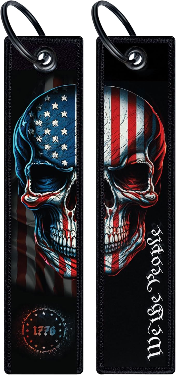 Patriotic Jet Tag Key Tag for attachment to keys, bags, Luggage and more. Made of Nylon Set of 2