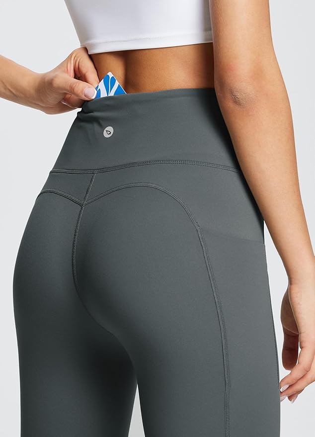 BALEAF Women's Leggings with Pockets Black Tummy Control Workout High Waisted Athletic 7/8 Ultra Soft Gym Yoga Ankle Pants