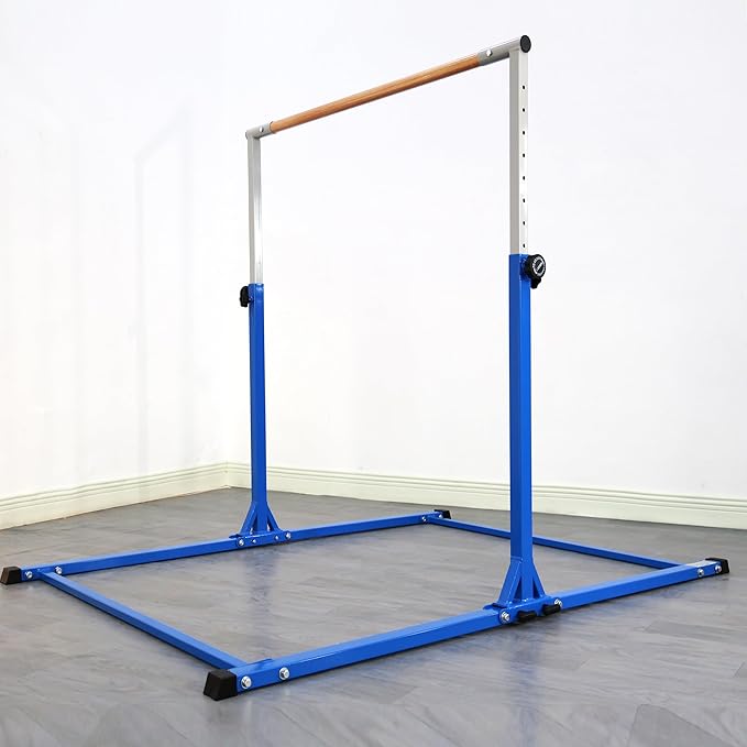Foldable Gymnastic Bar for Kids Ages 3-20,5FT/6FT Horizontal Bar Base Length,Height Adjustable Kids Training Bar for Gymnastics,Gymnastics Equipment for Home Clubs