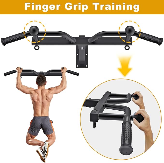 Kipika 48" Ceiling Mounted Pull Up Bar, Heavy Duty Multi-Grip Chin Up Bar,Mounted Pullup Bar, Adjustable Height, Pull Up Bands for Chin Ups & Body Stretching, Ideal for Home Gym and Strength Training
