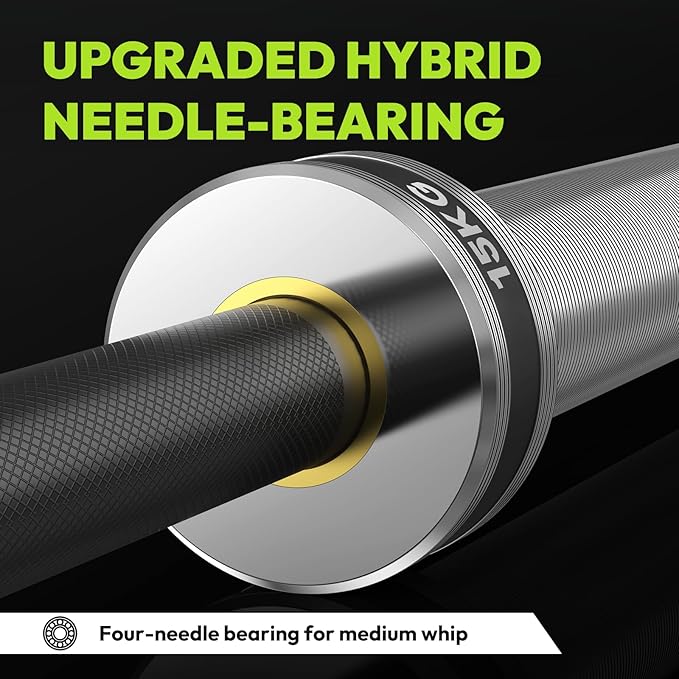 Olympic Barbell, 45lb/35lb 2-inch Weight Bar for Bench Press, 7ft/6.5ft Olympic Bar, 1000 lb/1500 lb High-Capacity, Hard Chrome, Knurled Grip, Strength Training Deadlift Weightlifting Squat
