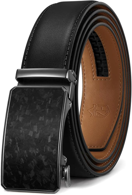 Zitahli Belt Men, Ratchet Belt Dress with 1 3/8" Premium Leather,Slide Belt with Easier Adjustable Automatic Buckle