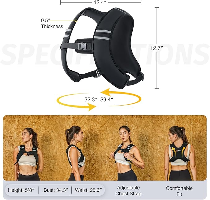 ZELUS Weighted Vest Washable, Z-Fit Soft Iron Weighted Vest for Women and Men, 5/10/15 lb Weight Vest with Reflective Stripes & Adjustable Straps, Ultra Thin Weight Vest for Home Gym Strength Training Weight Loss Workout