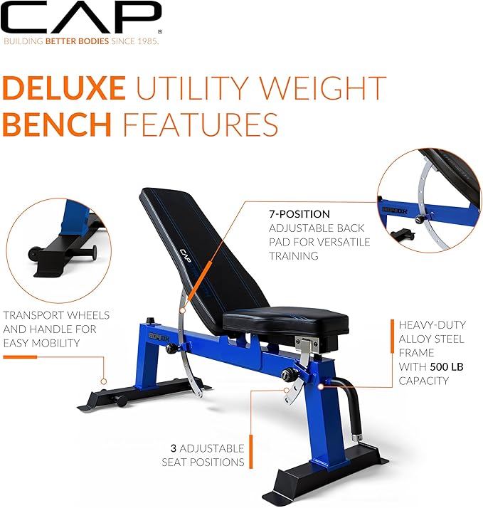 Cap Barbell Deluxe Utility Weight Bench Color Series