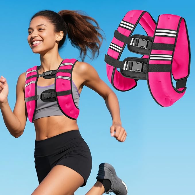 Zikopomi Weighted Vest Woman Man, 6lb/8lb/12lb/16lb/20lb/25lb/30lb Weight Vest with Reflective Stripes for Workout, Strength Training, Running, Fitness, Muscle Building, Weight Loss, Rucking Vest