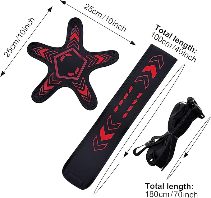 Soccer Training Equipment Football Kick Solo Trainer Adjustable Waist Belt Elastic Rope, Aids Hands Free Throw Sole Practice Fits Ball 3, 4, 5 and Volleyball Rugby (Red)