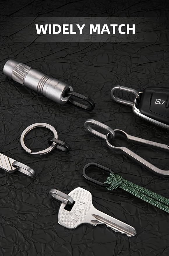 KEEPO LINK Titanium Key Ring Side Pushing, Small Key Ring Quick Release Keychain Connector for Men, 2 Pcs, OLO03 (Gunmetal Grey, M)