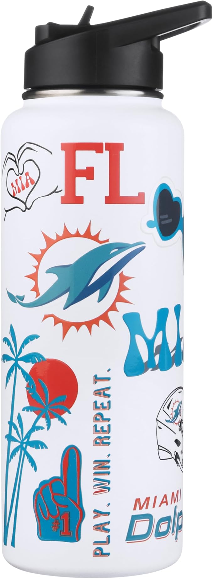 The Memory Company Officially Licensed NFL 34oz Water Bottle - Premium Stainless Steel Double-Wall Insulated, Leakproof Design