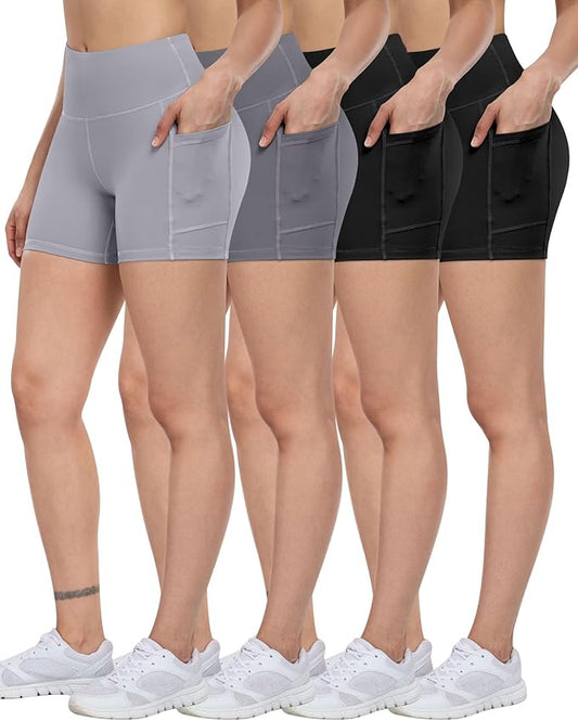 ATHVOTAR Biker Shorts Women with Pockets - 3"/5"/8" High Waisted Workout Spandex Tummy Control Gym Running Yoga Shorts