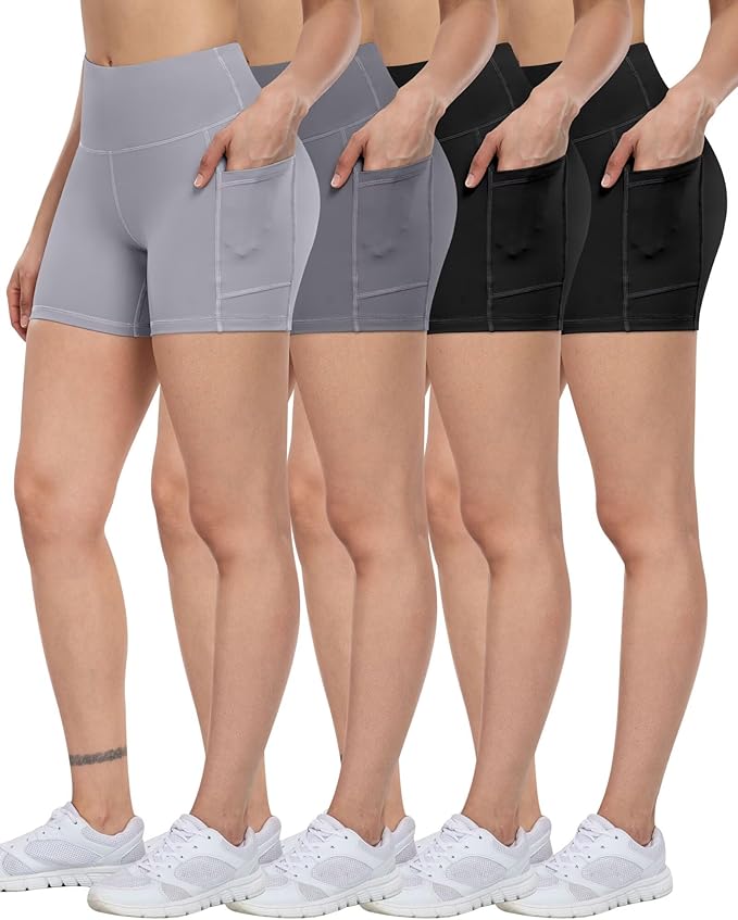 ATHVOTAR Biker Shorts Women with Pockets - 3"/5"/8" High Waisted Workout Spandex Tummy Control Gym Running Yoga Shorts