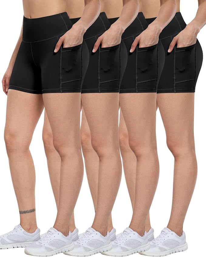 ATHVOTAR Biker Shorts Women with Pockets - 3"/5"/8" High Waisted Workout Spandex Tummy Control Gym Running Yoga Shorts