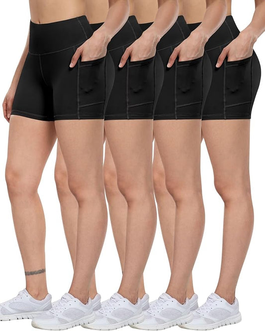 ATHVOTAR Biker Shorts Women with Pockets - 3"/5"/8" High Waisted Workout Spandex Tummy Control Gym Running Yoga Shorts