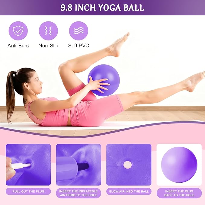 Pilates Equipment Kit For Women, Home Pilates Kit With 15" Pilates Ring, Home Workout Pilates Ring Set With Resistance Bands, Yoga Ball & Guides, Pilates Ring And Ball Set For Starters Home Workouts