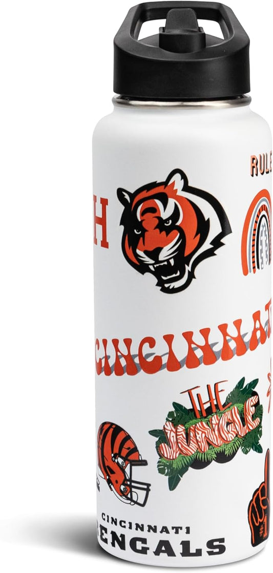 The Memory Company Officially Licensed NFL 34oz Water Bottle - Premium Stainless Steel Double-Wall Insulated, Leakproof Design