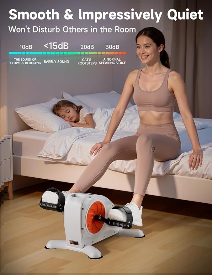 Under Desk Exercise Bike, Mini Exercise Bike Electric Pedal Exerciser for Seniors & Leg/Arm Fitness,12 Adjustable Speeds & LCD Display, Foot Exerciser for Physical Therapy, Exercise Bike for Seniors